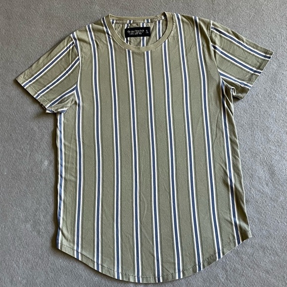 Abercrombie & Fitch Other - Abercrombie & Fitch Soft AF Tee Men’s Small Green Striped 100% Cotton Shirt